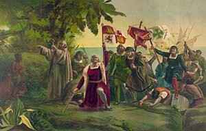 Диоскоро Пуэбла. «Высадка Колумба в Америке» (картина 1862 года)