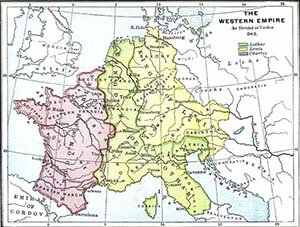 Карта Верденского раздела 843 года